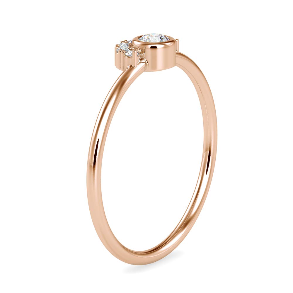 14K White/Yellow/Rose Gold Round Natural Diamond Bezel Set Wedding Ring for Women - 0.13 Ct IJ-SI Certified Bridal Promise Ring | Perfect for Engagement, Anniversary & Wedding Celebrations