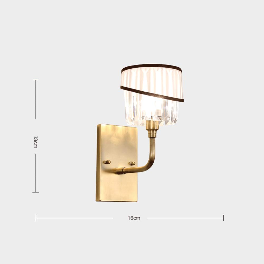 Modern LED Wall Sconce - Copper Finish Energy Saving Wall Mounted Light for Living Room, Bedroom, Hallway & Staircase - Elegant Fabric Shade for Ambient Lighting & TV Background Decor