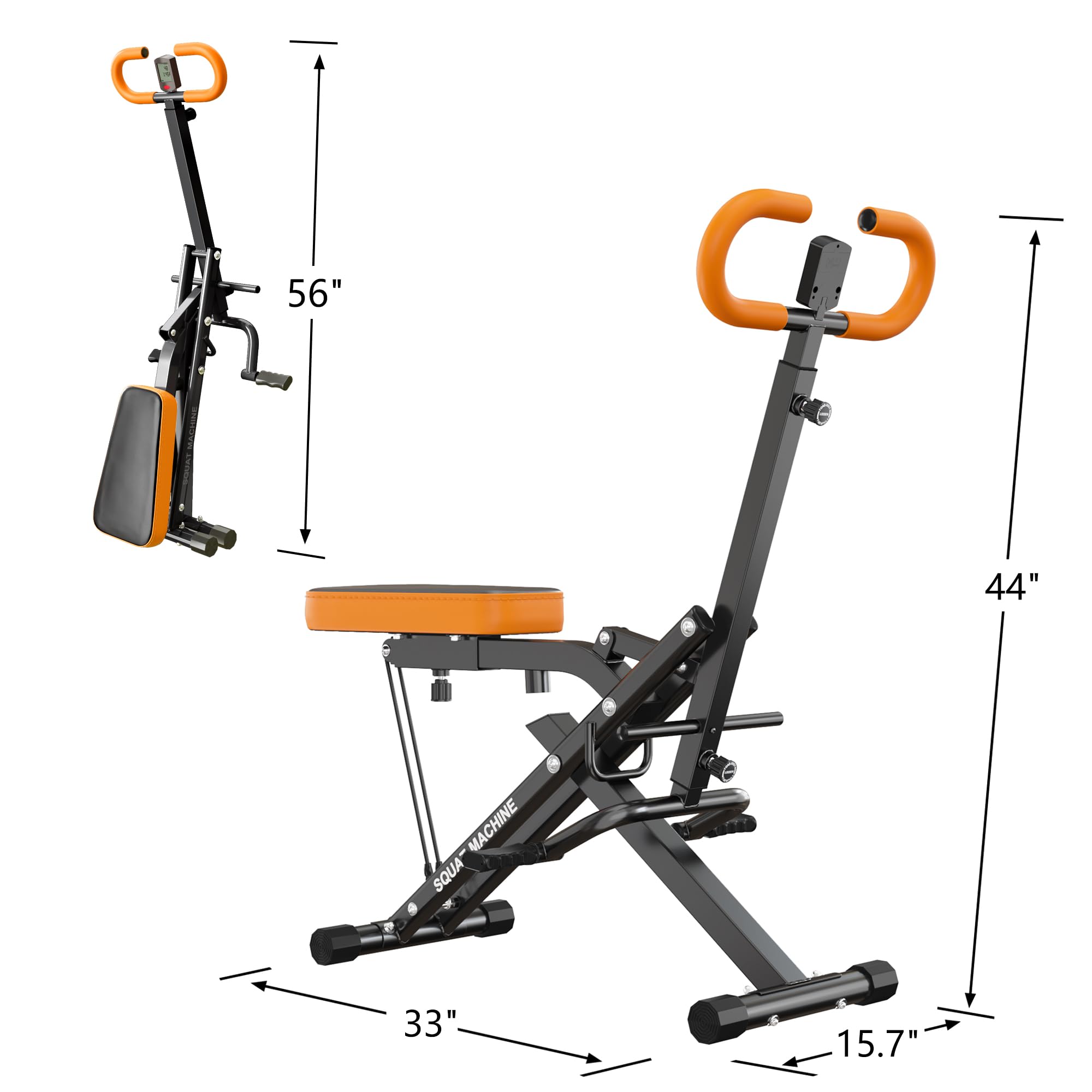SogesPower Adjustable Squat Machine for Home Gym - 330lbs Capacity Squat Rowing Trainer with Full Motion Option - Glutes & Legs Workout Equipment for Strength Training | Perfect for Home Fitness, Small Spaces & Full-Body Workouts