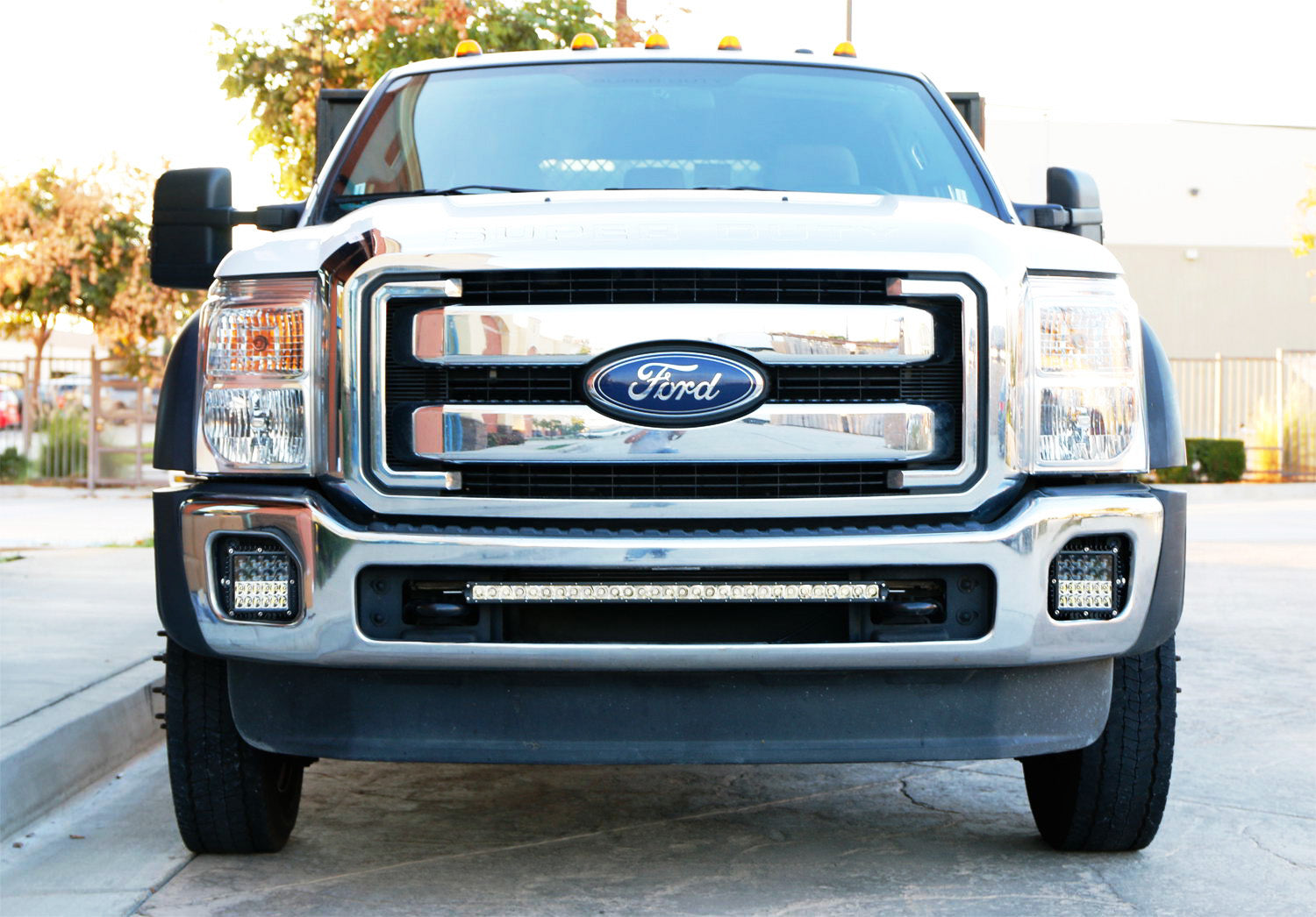 100W Hybrid Beam LED Pods with Fog Light Bracket & Wiring Kit - Compatible with 2011-2016 Ford F250 F350 Super Duty - Off-Road, Fog Lights, Night Driving, Work Trucks