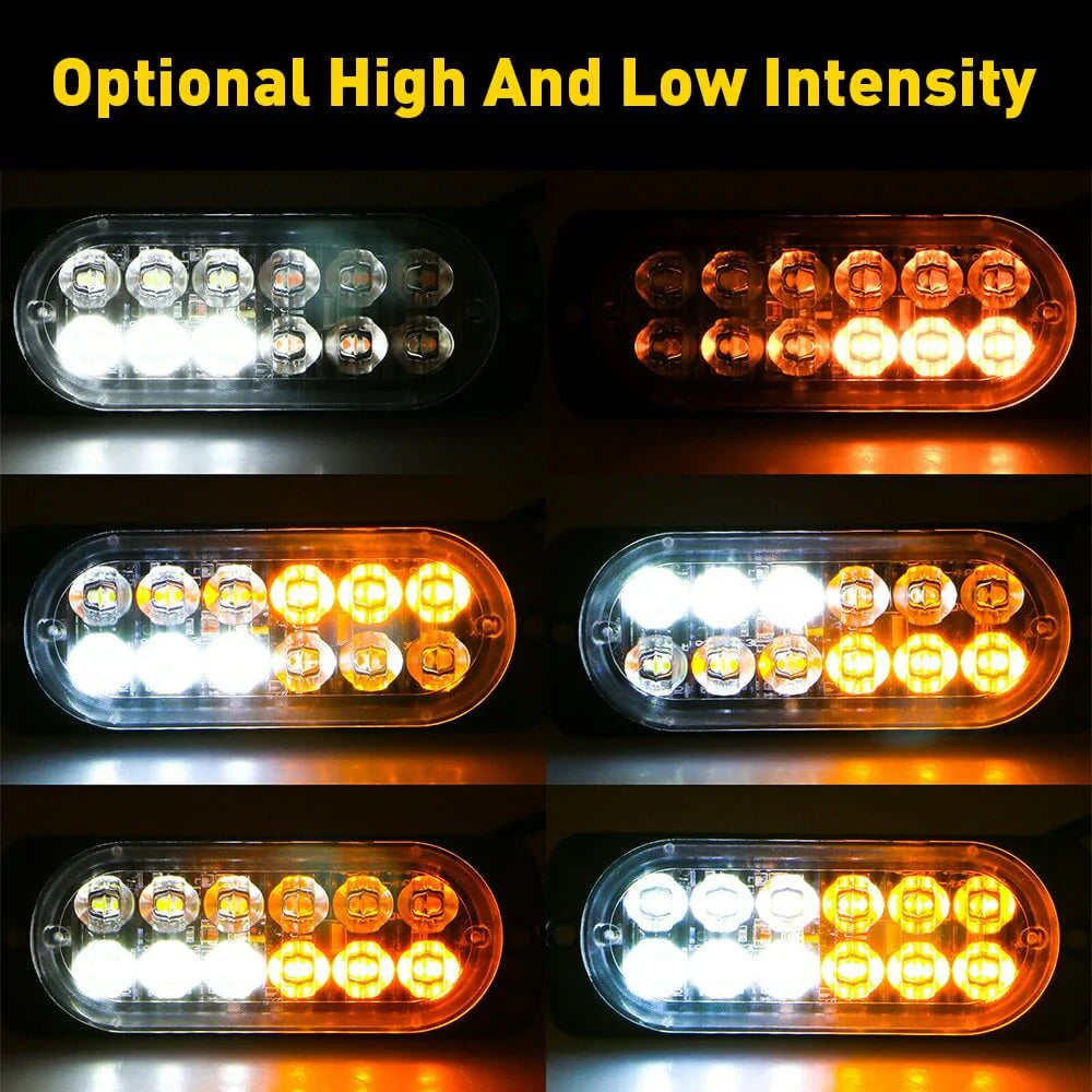 12pcs Waterproof LED Emergency Strobe Light Bars for Trucks, Vans, SUVs & Off-Road Vehicles - Durable Safety Warning Lights for Emergency Vehicles, Construction, Towing & Night Driving