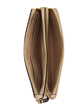 Coach Double Zip Wallet with Horse and Carriage Design - Stylish Leather Card Holder for Women & Men | Perfect for Travel, Work & Everyday Use