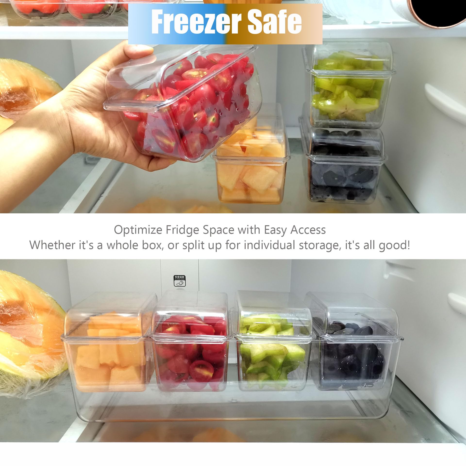 Ice Chilled Condiment Caddy with 4 Containers (2.8 Cup Capacity) - Airtight Lids, Party Serving Tray for Fruits, Salads, Nuts, Candy & Snacks - Perfect for Taco Bars, BBQs, Picnics & Outdoor Gatherings