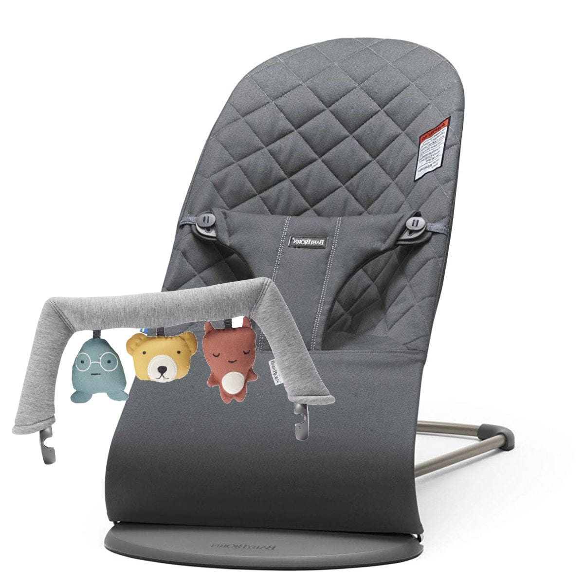 Baby Bjorn Bouncer Bliss - Premium Quilted Cotton Baby Bouncer in Anthracite Gray | Ergonomic Infant Seat for Newborns to Toddlers | Perfect for Nursery, Living Room & Travel