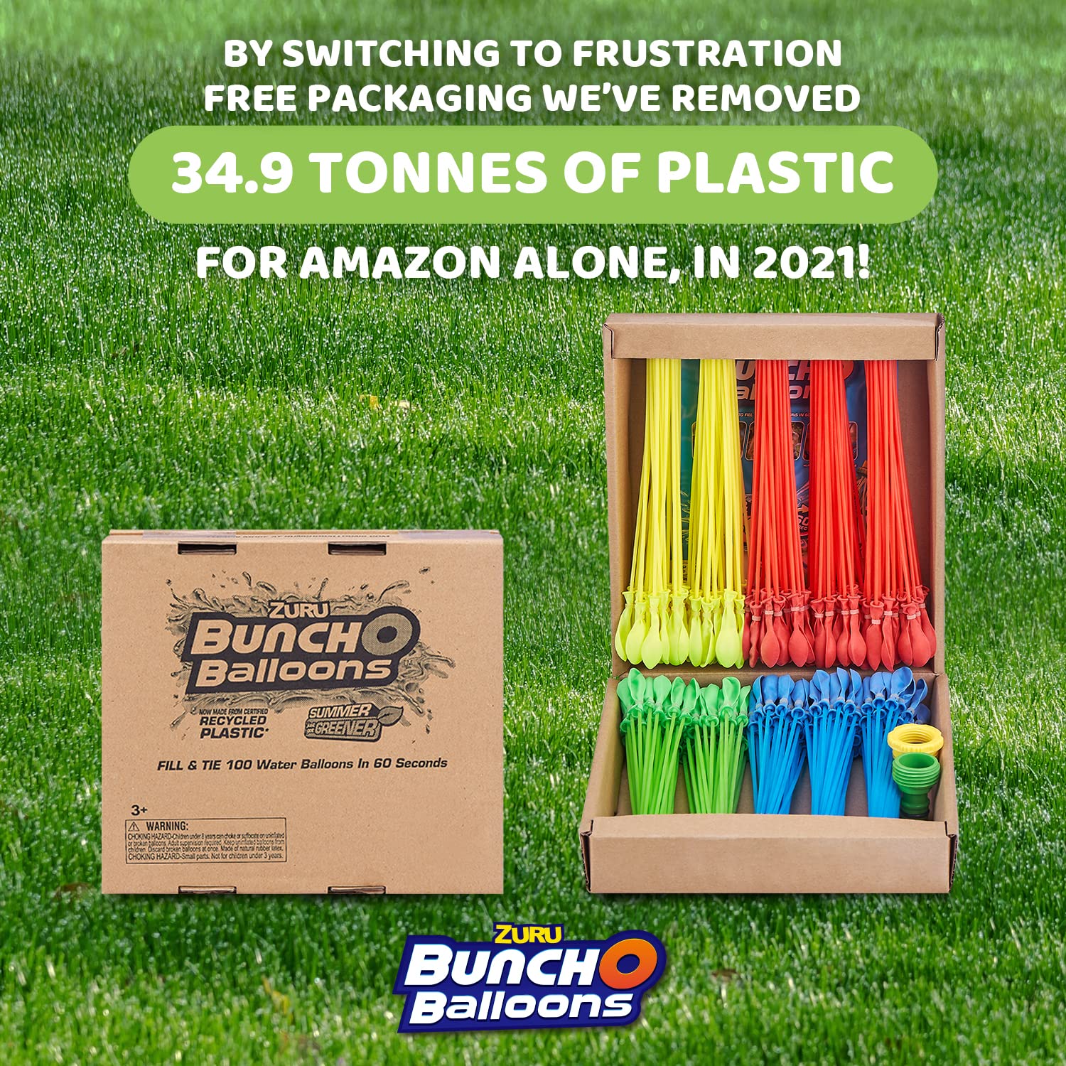 Bunch O Balloons – Instant Water Balloons – Blue (3 Bunches – 100 Total) – Perfect for Summer Parties, Kids' Activities, and Outdoor Fun