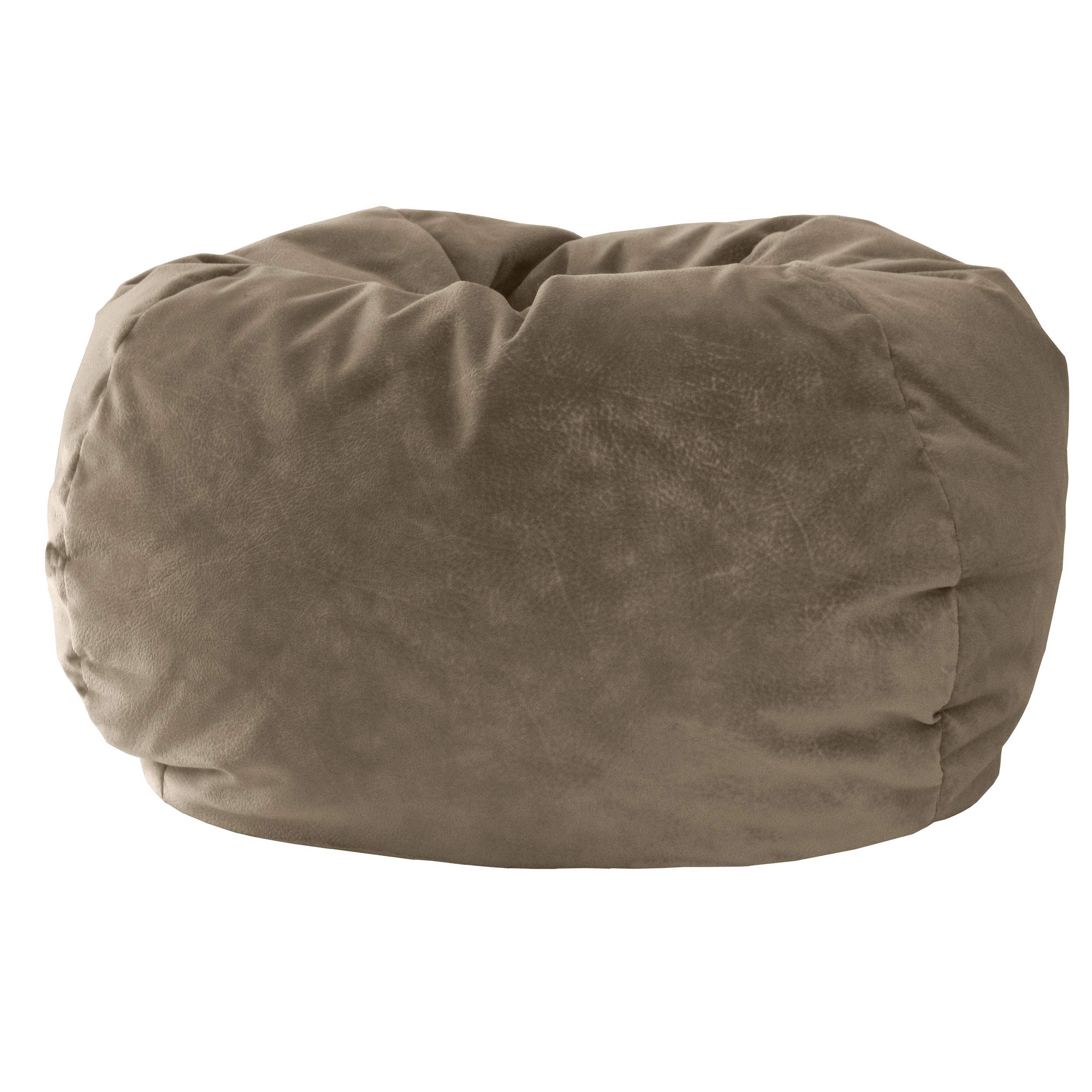 Premium Gold Medal Microsuede Bean Bag Chair - Extra Large Buff Color for Adults & Teens - Perfect for Gaming, Lounging, and Home Theater Seating