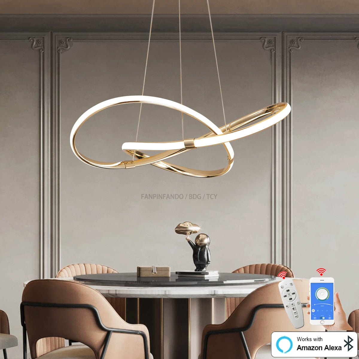 Modern Chrome Plated Gold LED Chandelier Light Fixture - Elegant Ceiling Lighting for Dining Room, Living Room & Bedroom | Perfect for Home Decor, Wedding Venues & Restaurants