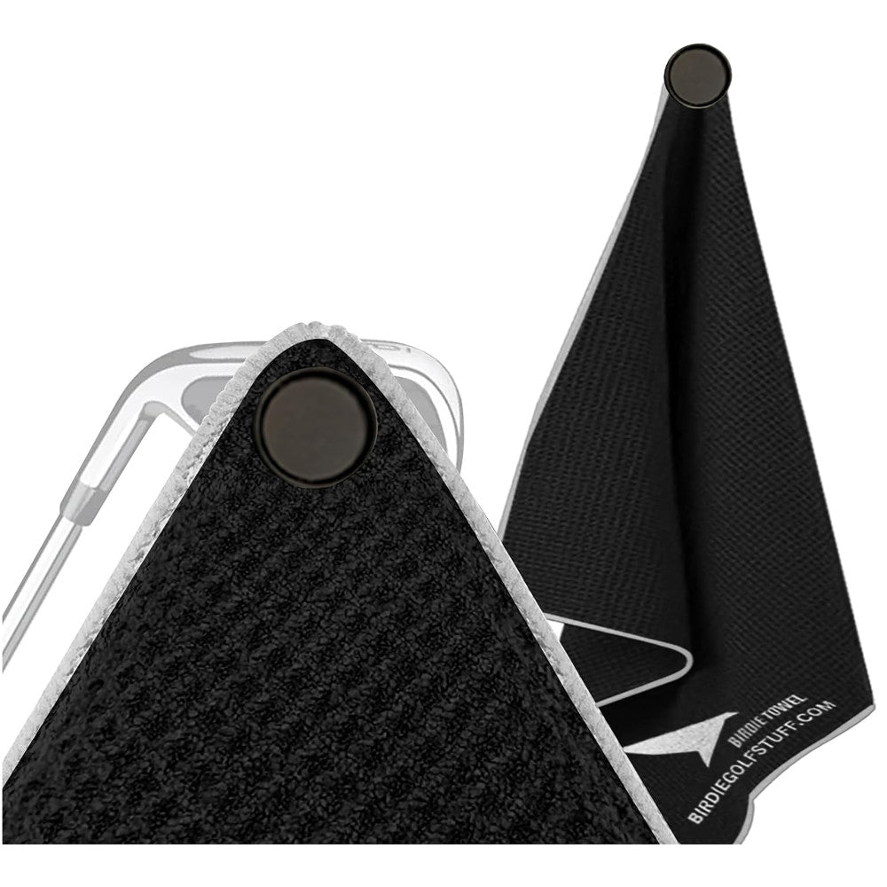 Premium Black Magnetic Golf Towel - Ultra Absorbent Microfiber Birdie Bath Towel for Golfers | Perfect for Club Cleaning, Sweat Absorption & Course Maintenance