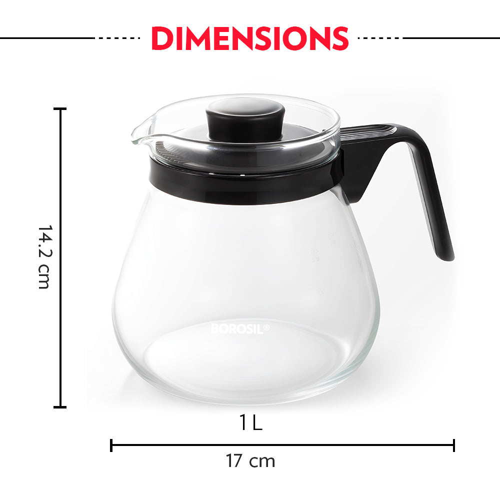 Premium Borosilicate Glass Carafe with Built-in Lid Strainer - 1 Liter Capacity - Ideal for Iced Tea, Coffee, Cold Brew & Water Infusion - Perfect for Home, Office & Restaurants