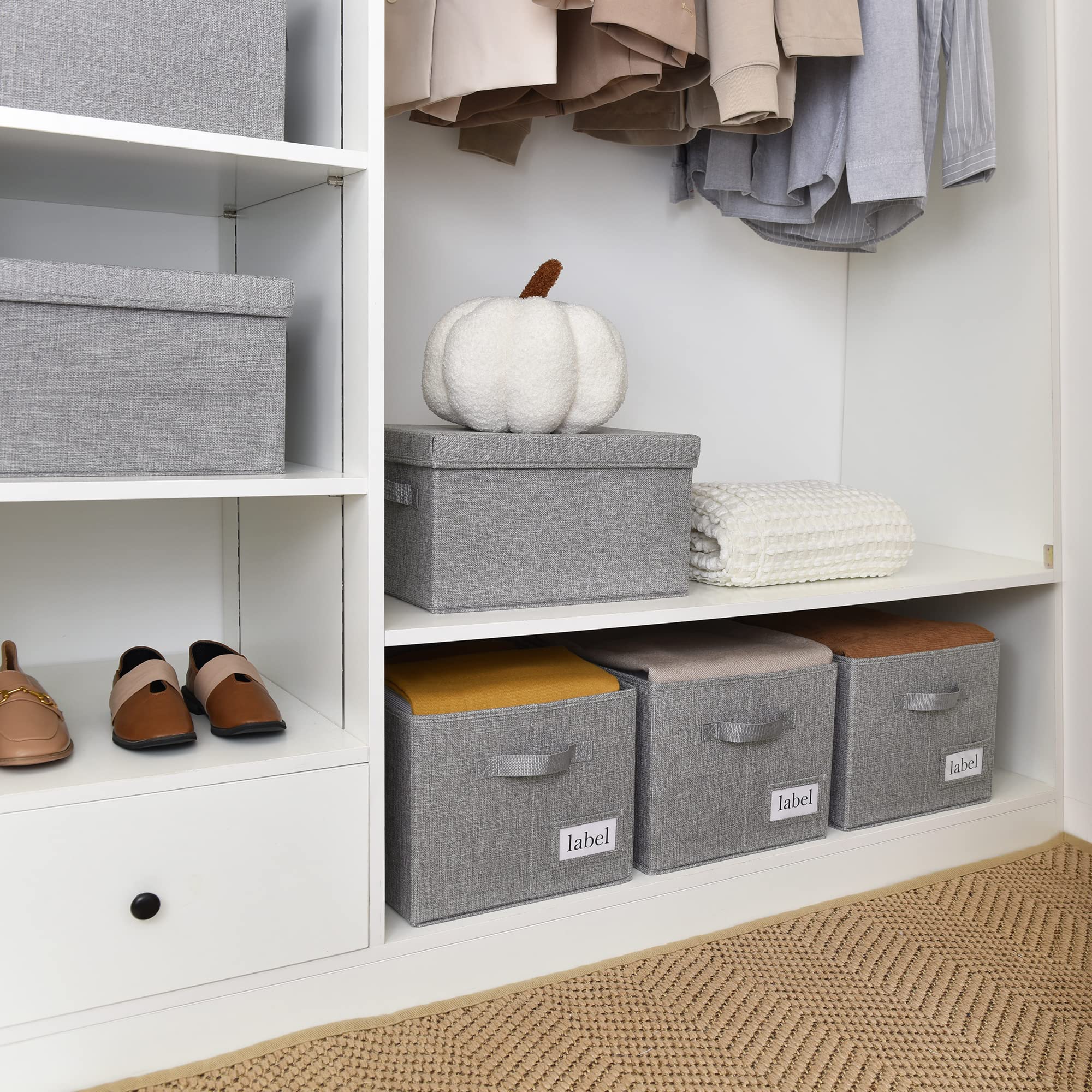 GRANNY SAYS 3-Pack Decorative Storage Containers & 3-Pack Clothing Storage Bins with Lids - Organize Closet, Bedroom, Nursery & Office Supplies