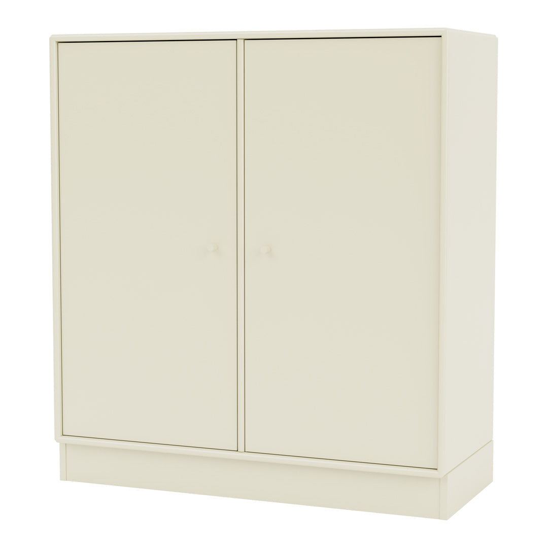 Modern 2-Door Lacquered Cabinet with Plinth Base - Stylish Storage Solution for Living Room, Bedroom or Office Organization