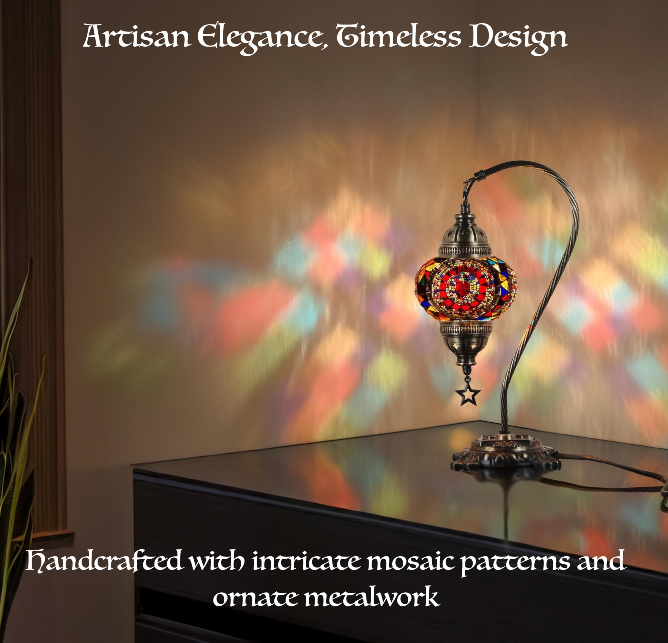 Handmade DEMMEX Turkish Moroccan Mosaic Tiffany-Style Table Lamp - 15