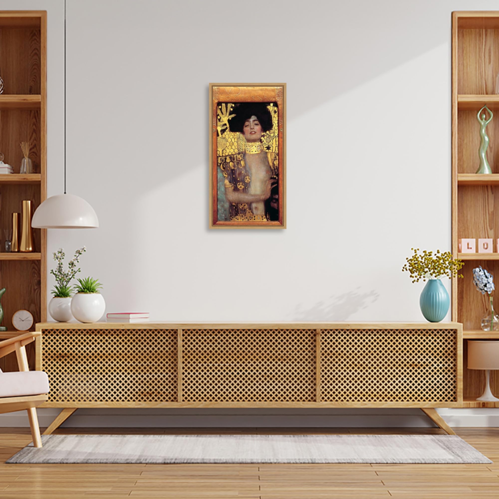 Amanti Art Framed Canvas Wall Art - Gustav Klimt Judith I Abstract Painting 27x14 Inch, Modern Framed Wall Decor for Living Room, Bedroom, Office | Perfect for Home, Office & Gift Giving