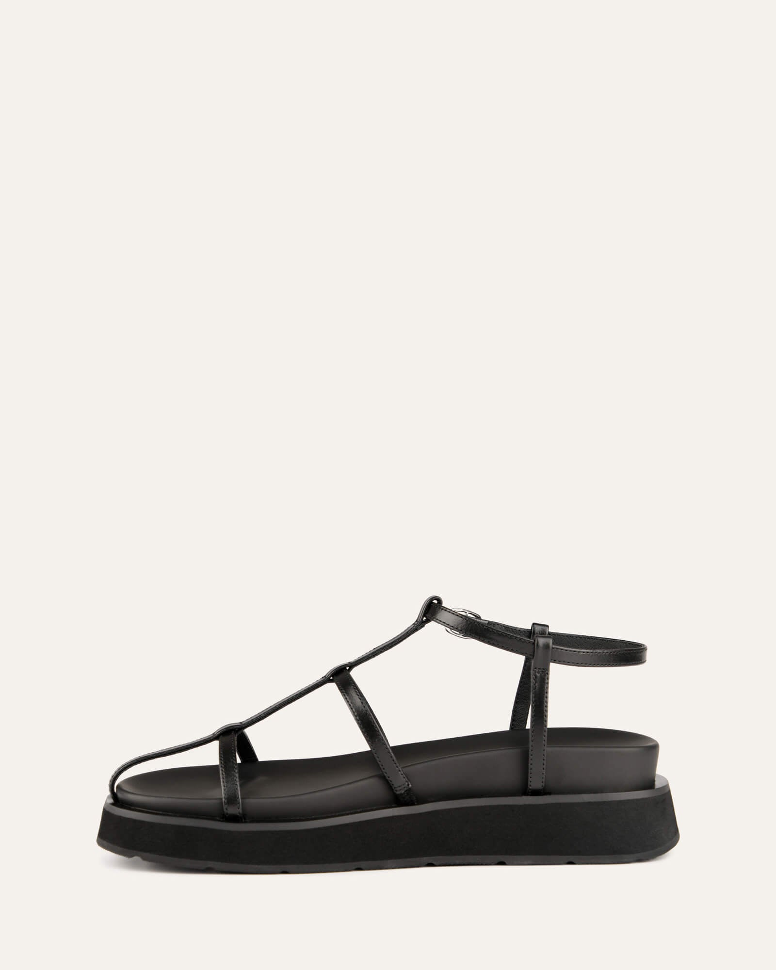 MINA Women's Black Leather Flat Sandals - Comfortable Casual Summer Shoes for Beach, Walking & Travel