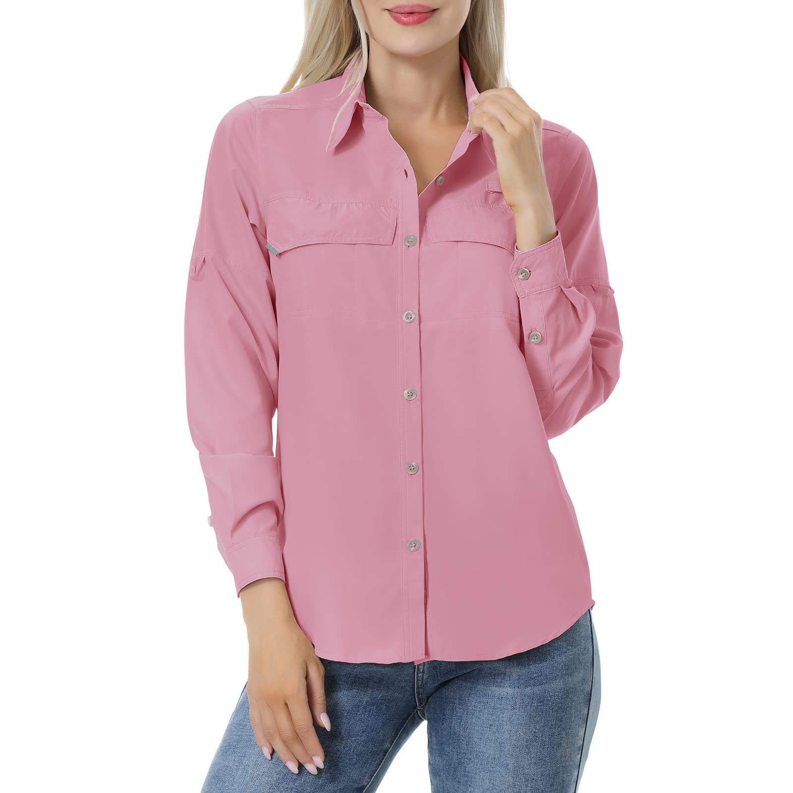 Women's UPF 50+ Sun Protection Long Sleeve Shirt - Breathable Fishing, Hiking & Safari Shirt for Outdoor Adventures | UV Blocking Rash Guard for Beach, Camping & Travel