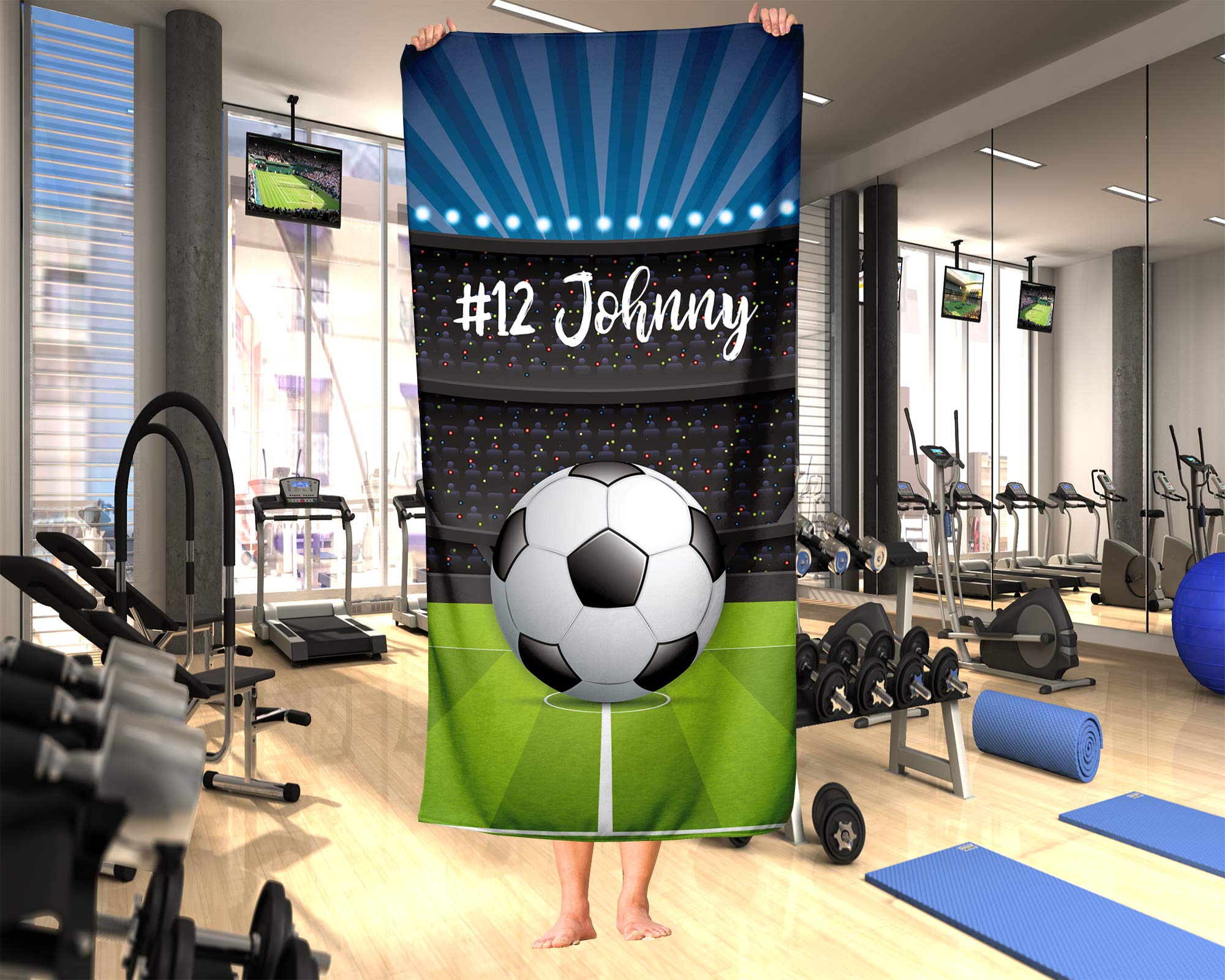 Custom Soccer Themed Towel for Kids - Personalized Travel, Beach, Pool & Bath Towel Set for Boys & Girls | Soft Absorbent Soccer Ball Design for Toddlers & Adults | Perfect for Sports Events, Swimming & Backyard Fun