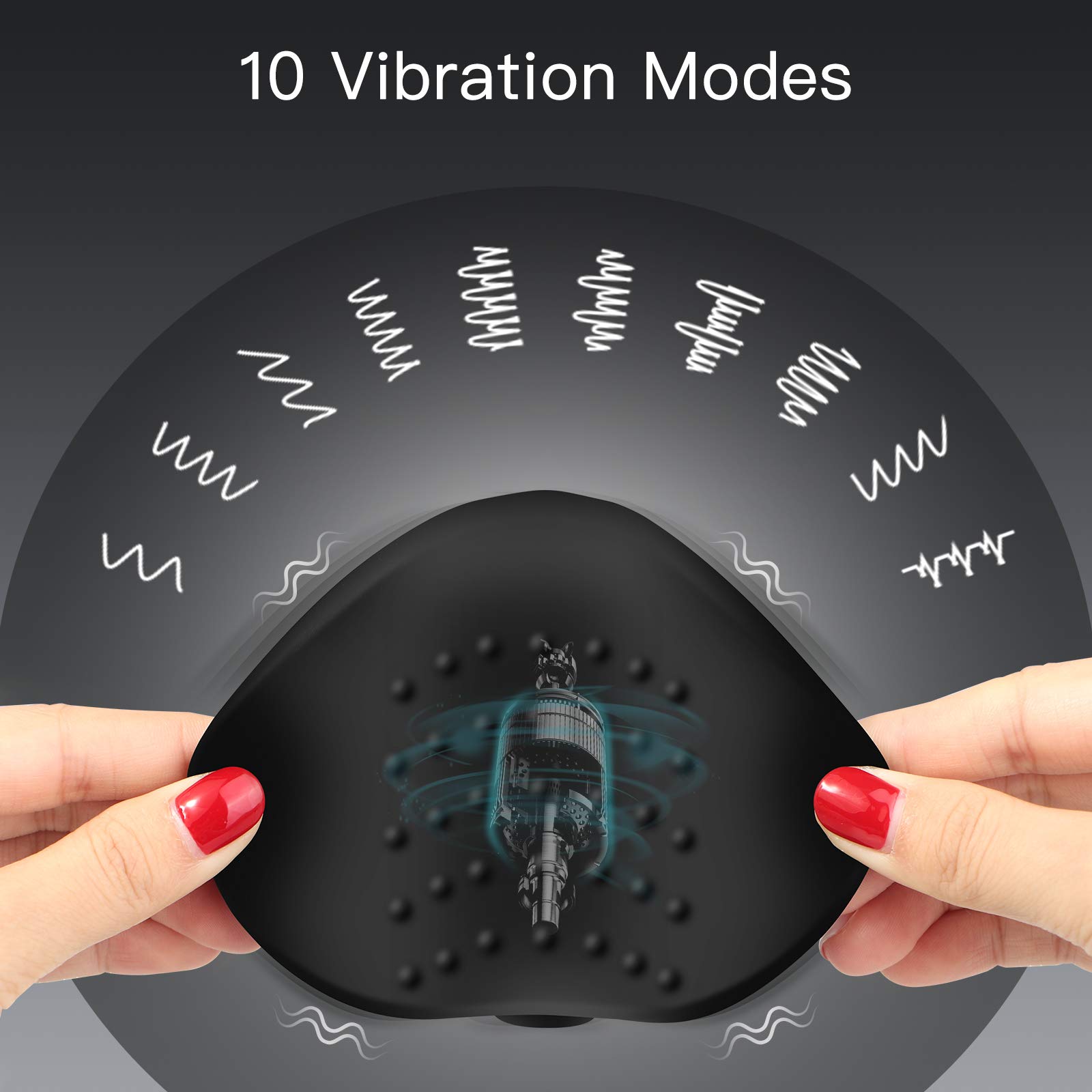 Premium Silicone Male Masturbator with 10 Vibration Modes - Handheld Penis Vibrator for Sensitivity Training & Stamina Improvement - Black Adult Sex Toy for Solo Pleasure & Couples Play