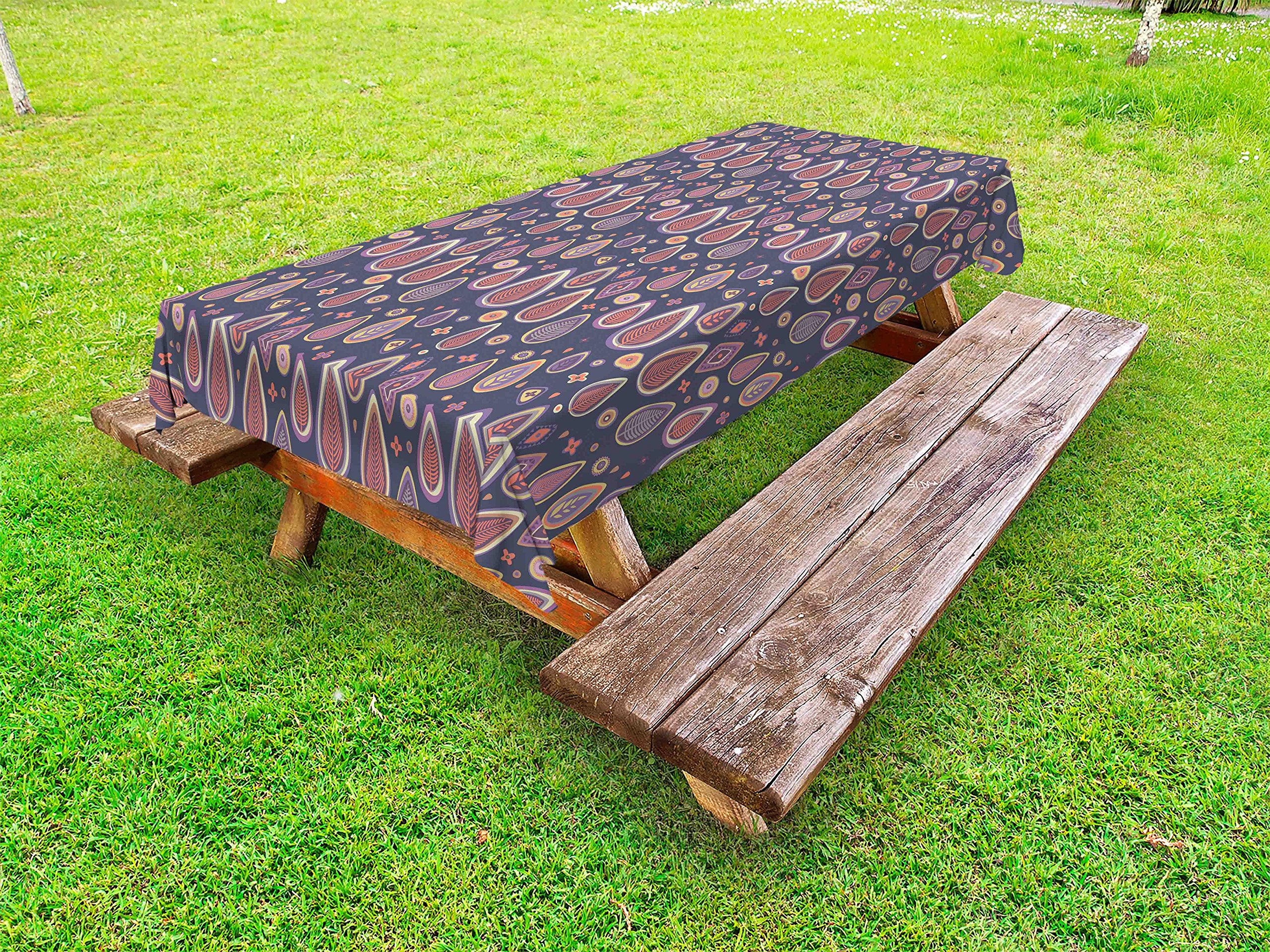 Modern Floral Geometric Print Outdoor Tablecloth - Washable Picnic Table Cover 58