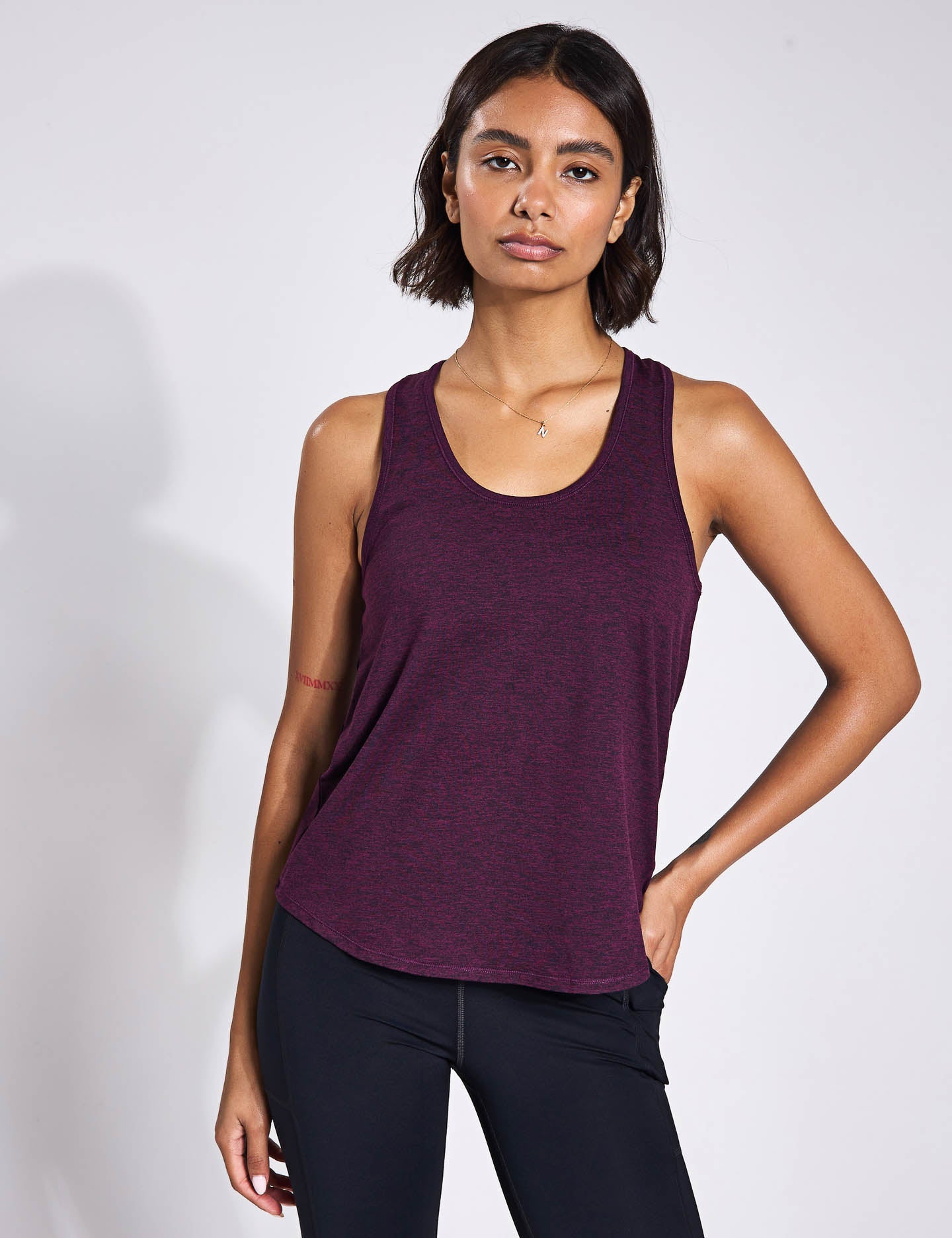 ReSet Relaxed Tank Top for Women - Soft Plum Heather Color - Perfect for Yoga, Gym & Casual Wear
