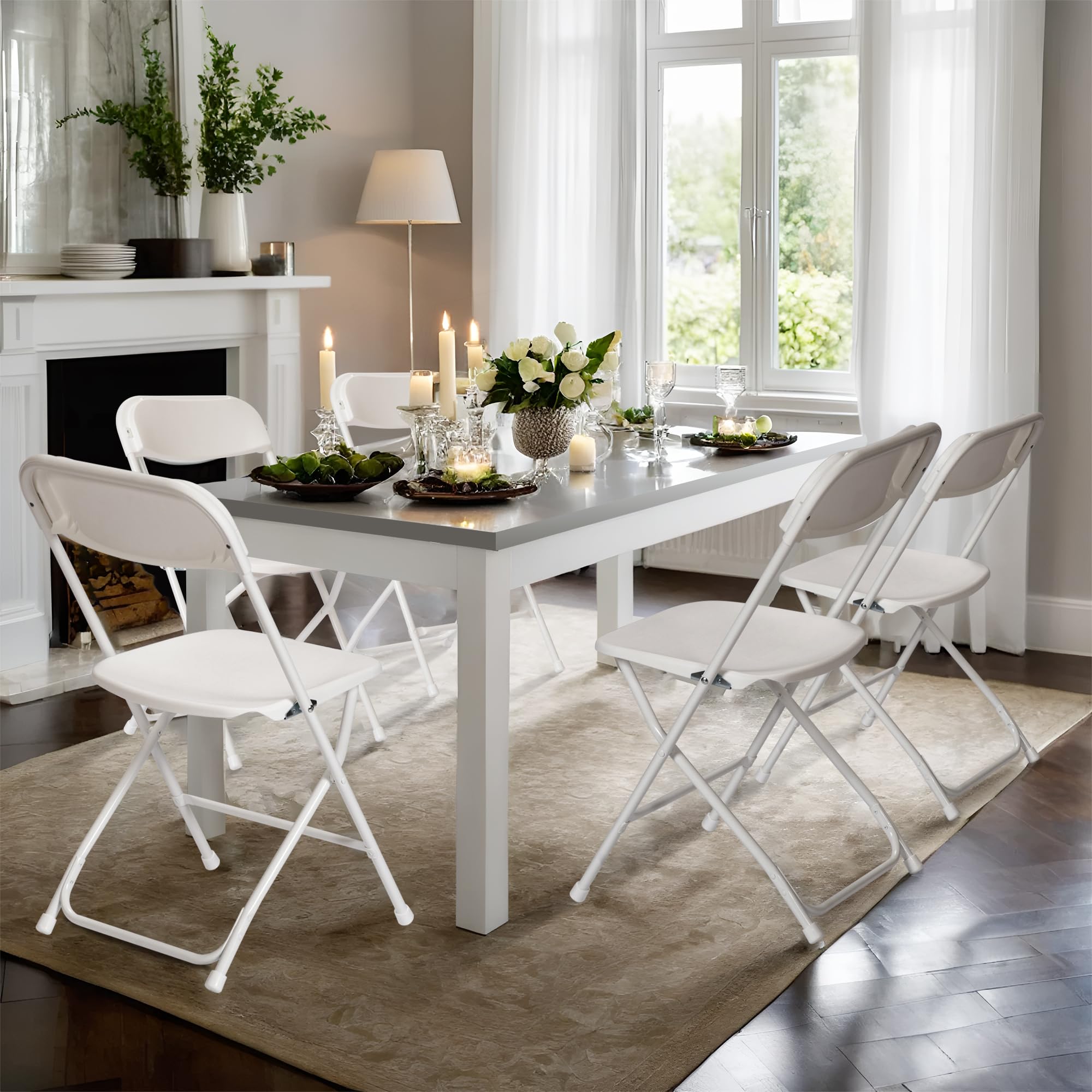 20 PCS Heavy Duty Plastic Folding Chairs - 650 LB Capacity, Stackable & Portable Commercial Chairs for Wedding, Party, Banquet, Outdoor & Indoor Events - Premium White Folding Chairs for Home, Office, Restaurant, and Event Venues