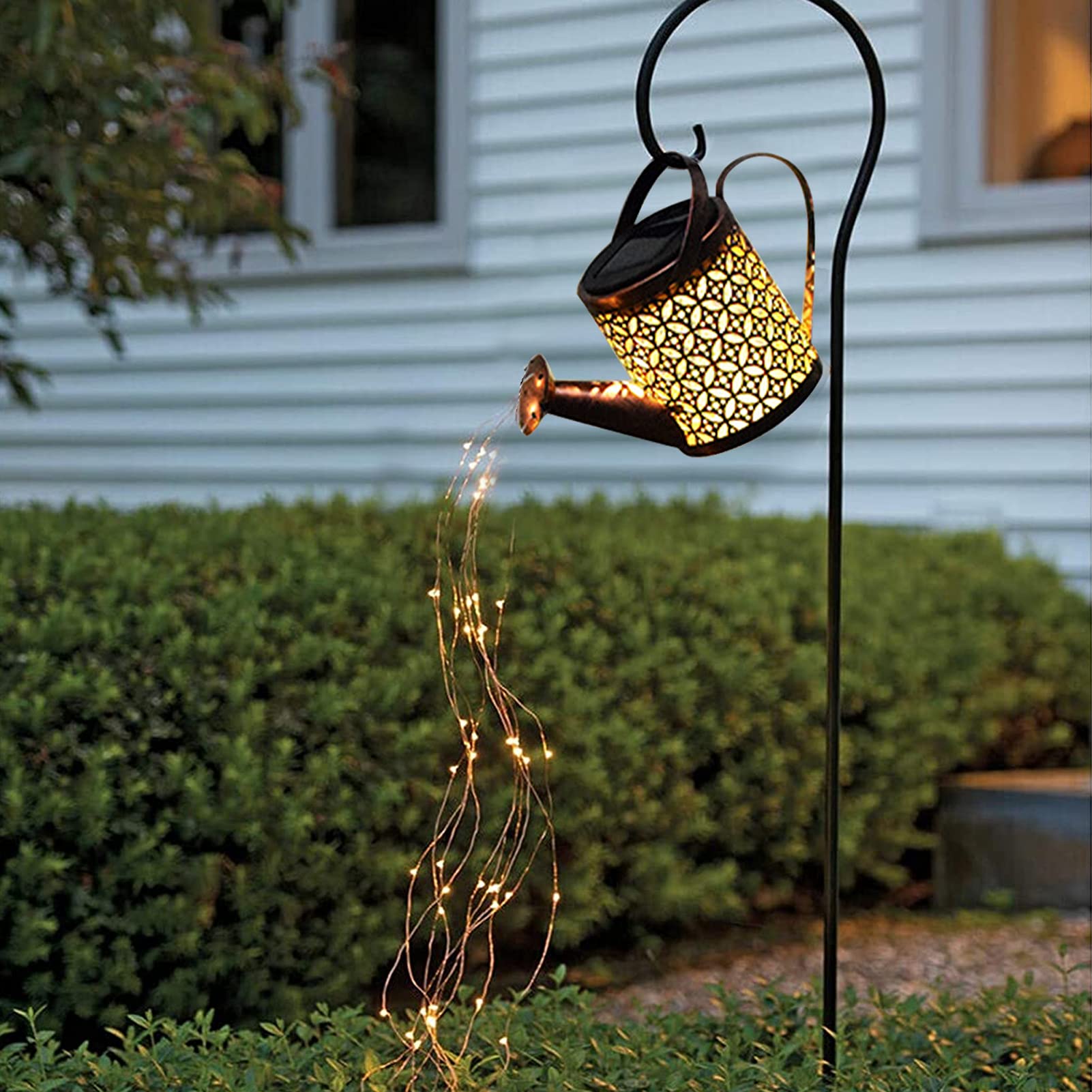 Solar LED Garden Shower Lights - Watering Can & Starry String Lights for Outdoor Decor