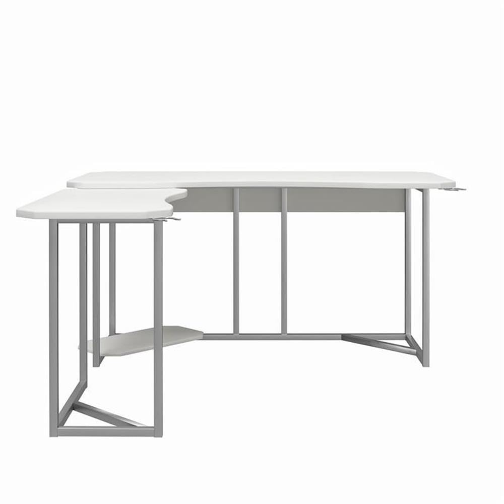NTENSE Gaming L-Shaped Desk with CPU Stand - White Ergonomic Computer Workstation for Home Office & Gaming Setup