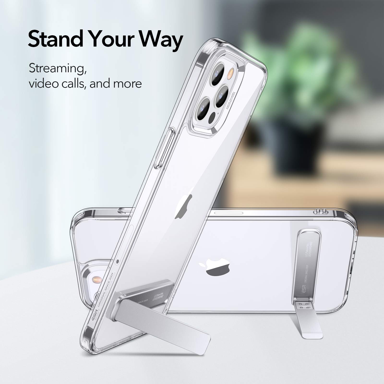 ESR Boost Phone Kickstand - Adjustable Angle Vertical & Horizontal Stand for iPhone 16/16 Plus/16 Pro/16 Pro Max, iPhone 15/14/13/12 Series, Samsung Galaxy S25/S24/S23/S22/S21 (Silver) - Perfect for Watching Videos, Video Calls & Hands-Free Viewing