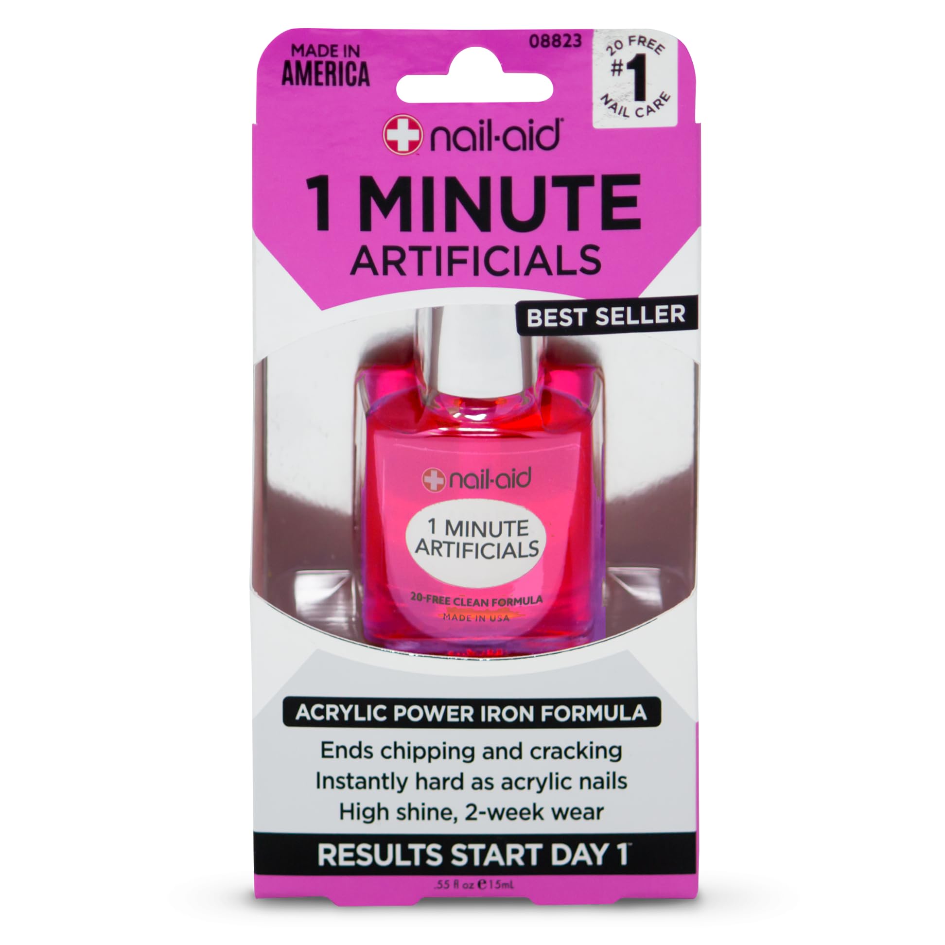 Nail-Aid 1 Minute Artificials - Fast-Acting Nail Treatment for Stronger Nails, Clear Formula, 0.55 Fl Oz | Perfect for Salon-Quality Manicures at Home