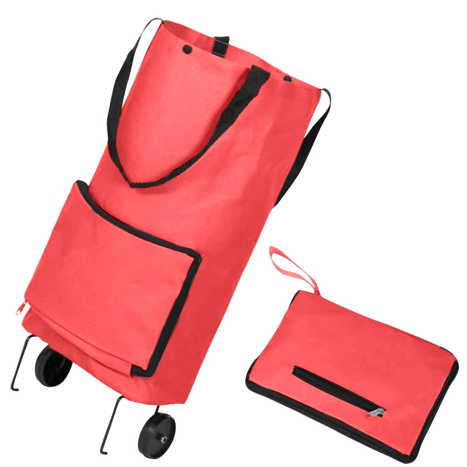 Foldable Shopping Cart with Wheels - 2-in-1 Collapsible Grocery Trolley for Clothes, Laundry & Household Items | Portable Folding Utility Cart for Supermarket, Mall & Apartment Use