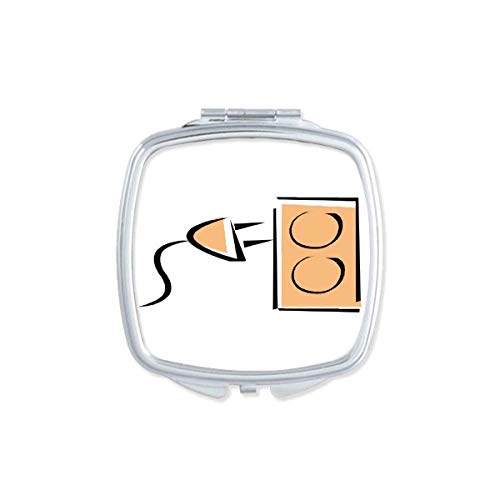 DIYthinker Portable Compact Double-Sided Glass Makeup Mirror with Charging Cable Plug Socket Pattern - Perfect for Travel, Home, and Office Use