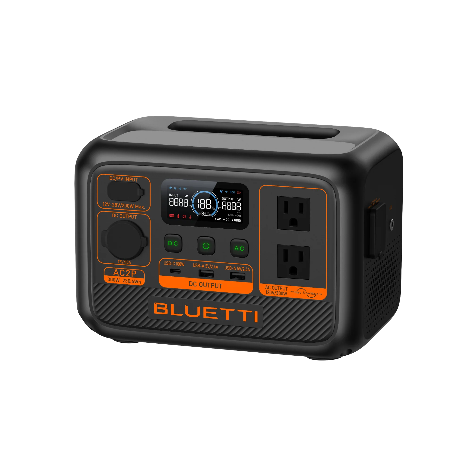BLUETTI AC2P 300W Portable Power Station with 230.4Wh Capacity | Compact Solar Generator for Camping, Emergencies & Outdoor Adventures