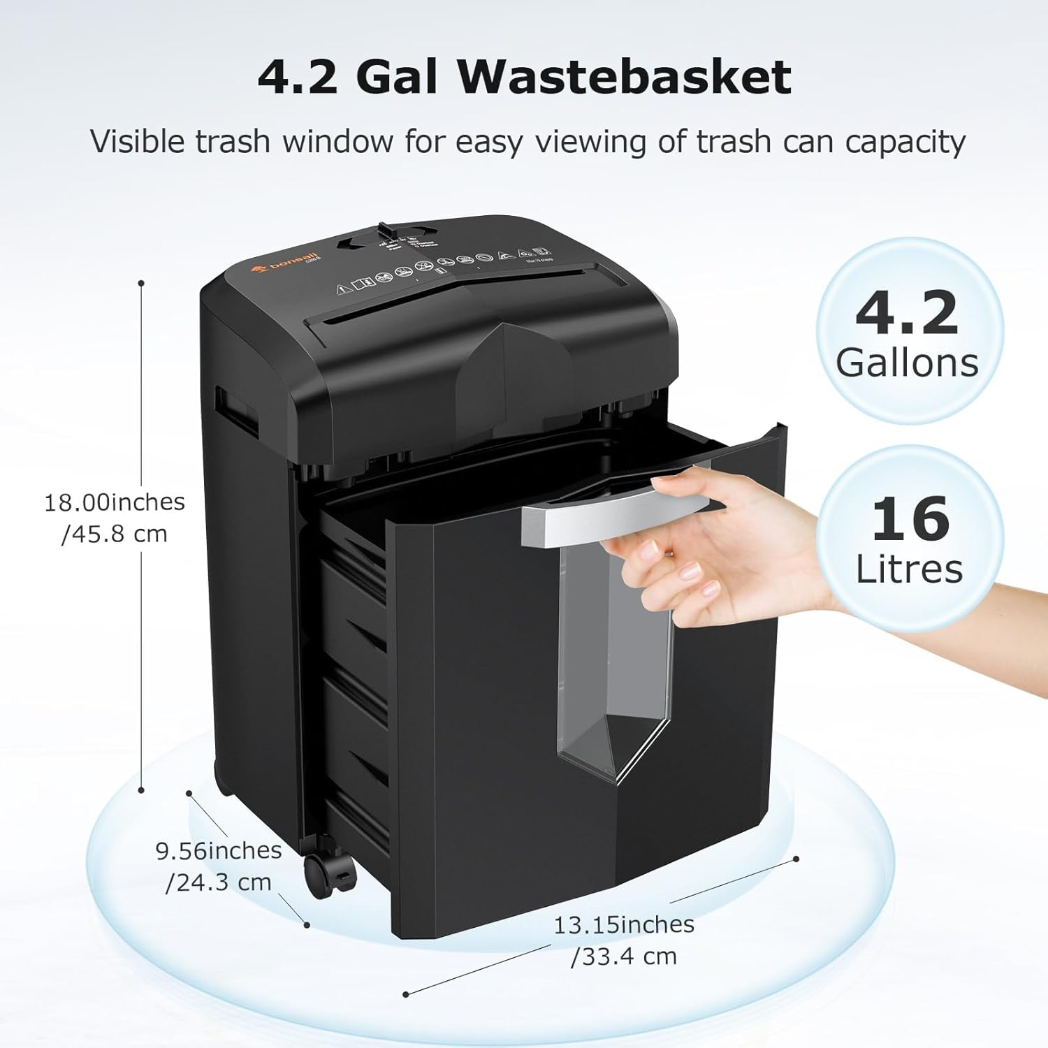 Bonsaii 12-Sheet Micro-Cut Paper Shredder for Home & Office - 60-Minute Run Time, P-4 Security Level - Shreds CDs, Credit Cards, Mail, Staples & Clips - Jam-Proof System with 4.2-Gallon Pullout Bin (Model C266) - Perfect for Secure Document Disposal & Identity Protection