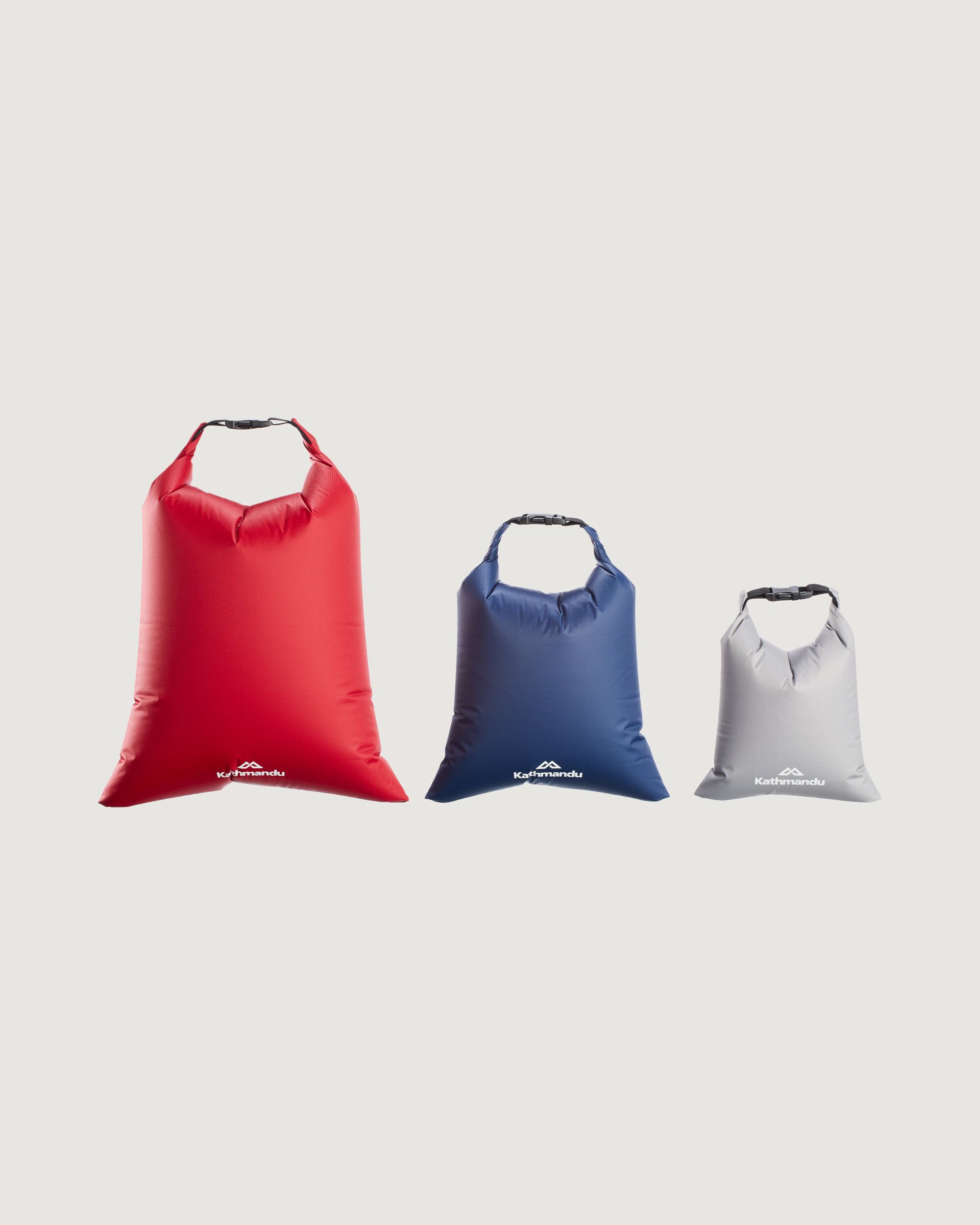 3 Pack Waterproof Dry Sacks - Chilli Pepper/Dark Blue/Steel Grey for Camping, Hiking, Kayaking & Outdoor Adventures