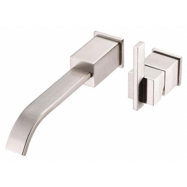 Danze Sirius Brushed Nickel Single Handle Wall Mount Bathroom Faucet with Drain & Rough-in Valve - Modern Water-Saving Design for Small Bathrooms & Powder Rooms