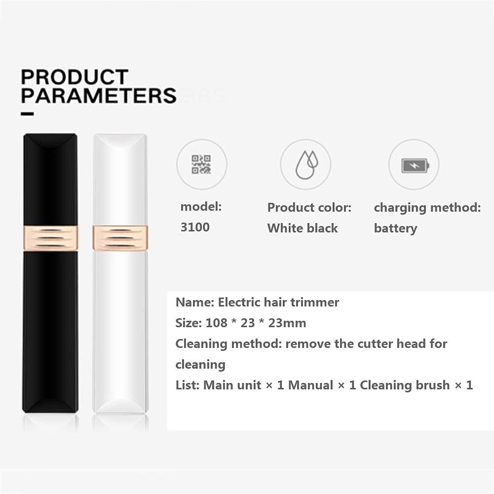 Painless Facial Hair Remover for Women - Electric Epilator & Eyebrow Trimmer, 2-in-1 USB Rechargeable Lady Shaver, Portable Hair Removal Device for Smooth Skin - Perfect for Travel & Daily Grooming (Black)