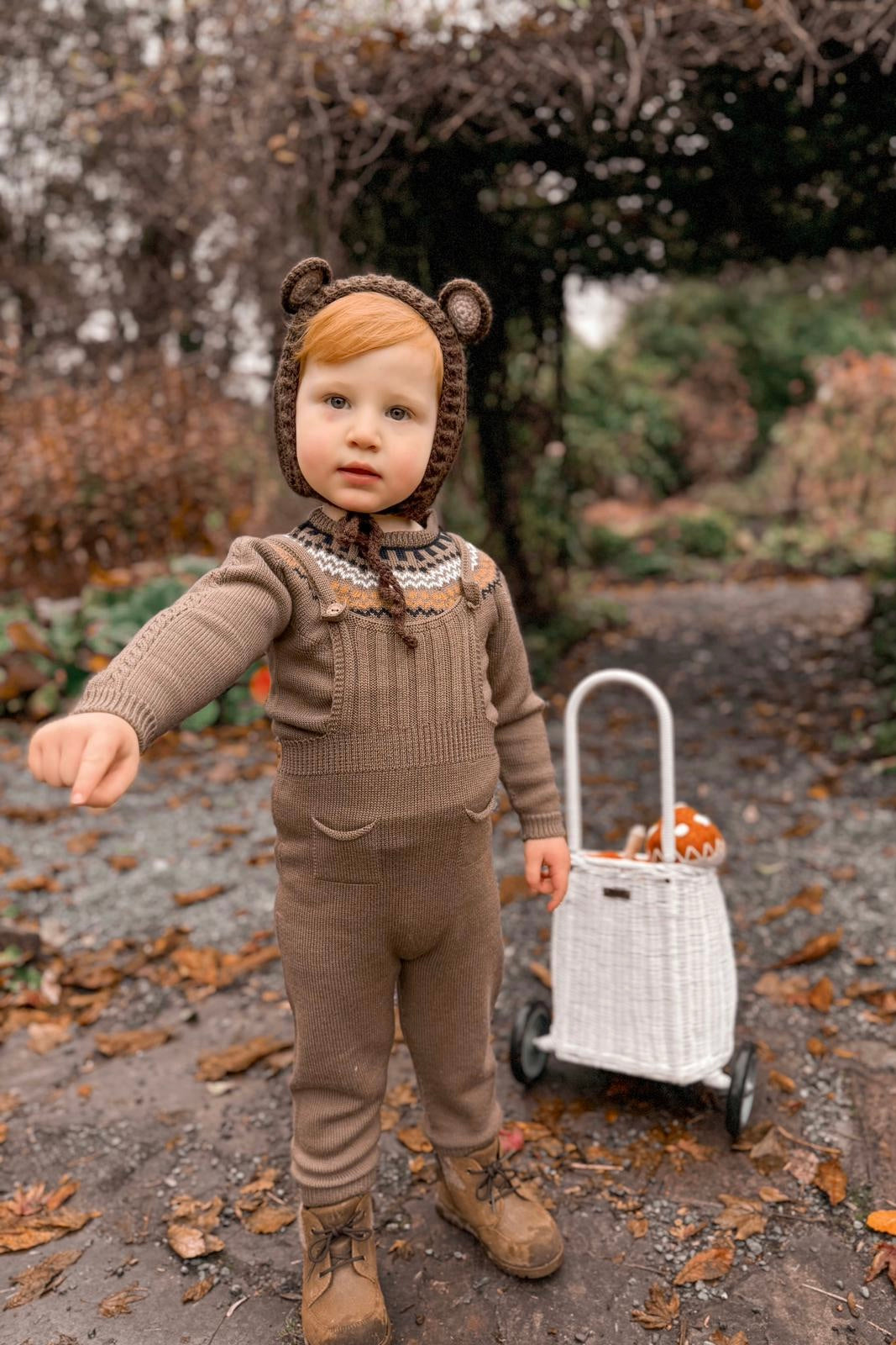 Tiago Brown Merino Wool Knit Jumper & Dungarees Set - Soft Warm Winter Outfit for Babies & Toddlers - Perfect for Playdates, Family Photos and Cold Weather Adventures