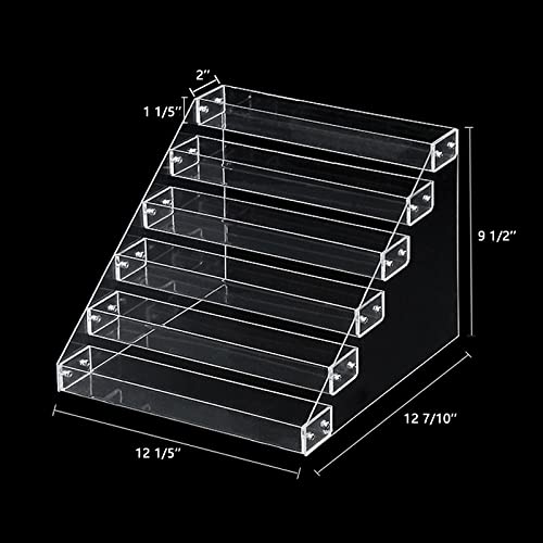 PMMASTO 6-Tier Clear Acrylic Spice Rack Organizer - Vertical Shelf for Kitchen Countertop, Cabinet & Pantry Storage | Perfect for Organizing Seasonings, Cans & Kitchen Essentials
