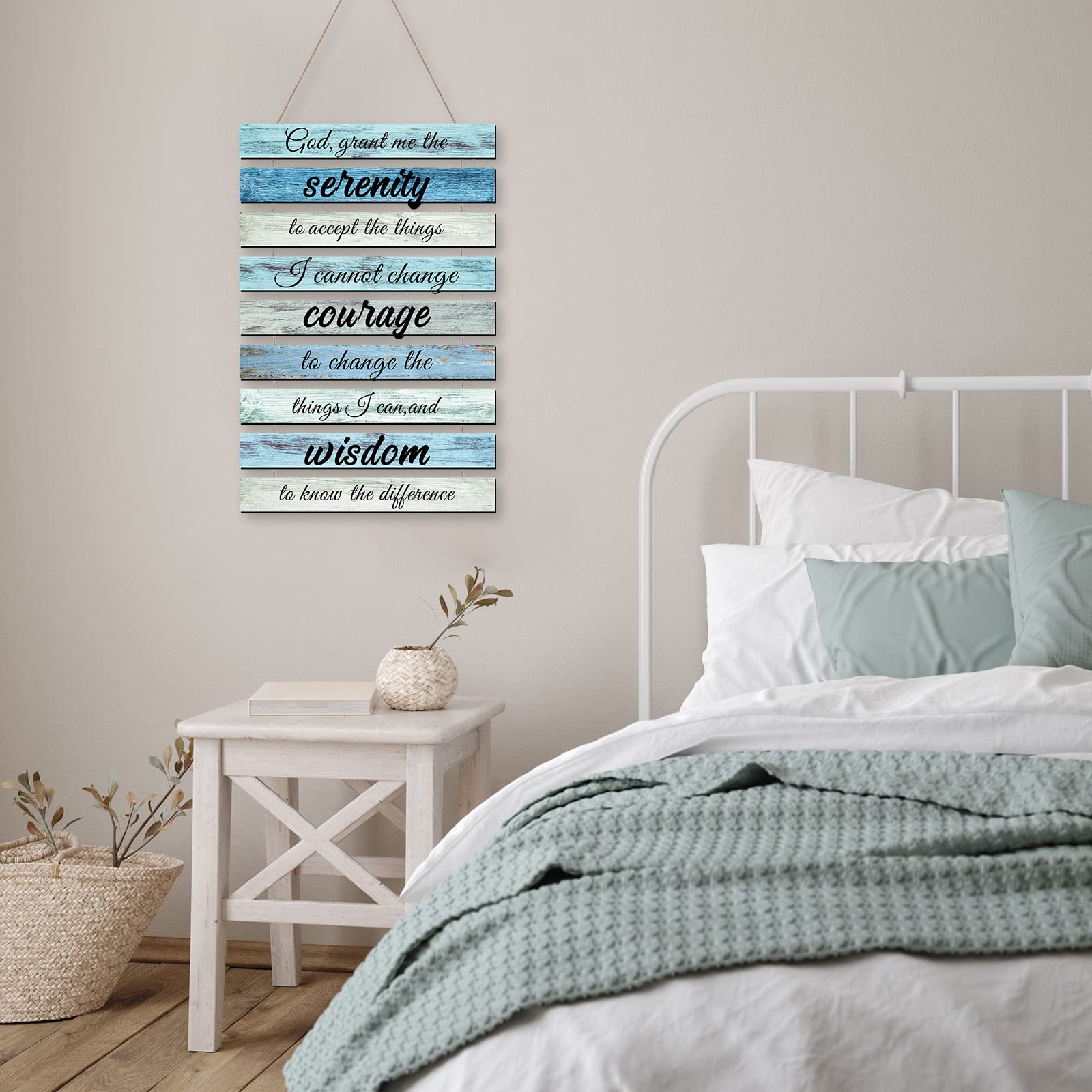 Serenity Prayer Wall Art - Inspirational Christian Wood Hanging Sign with Bible Verses for Farmhouse, Bedroom & Living Room - Perfect Housewarming Gift & Religious Home Decor