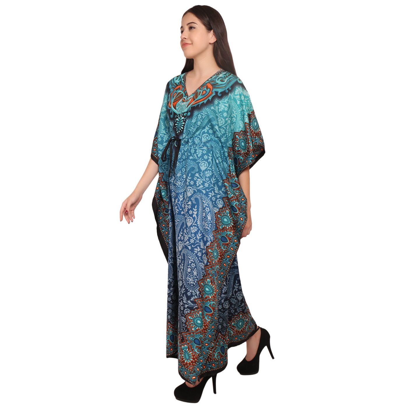 Women's Flowy Kaftan Beach Cover Up - Lightweight Swimwear Bikini Cover-Up Dress for Summer Vacation, Pool Party & Beach Getaway