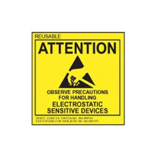 Desco 06730 Reusable Static Awareness Labels 2x2, 500/Roll for ESD Safety