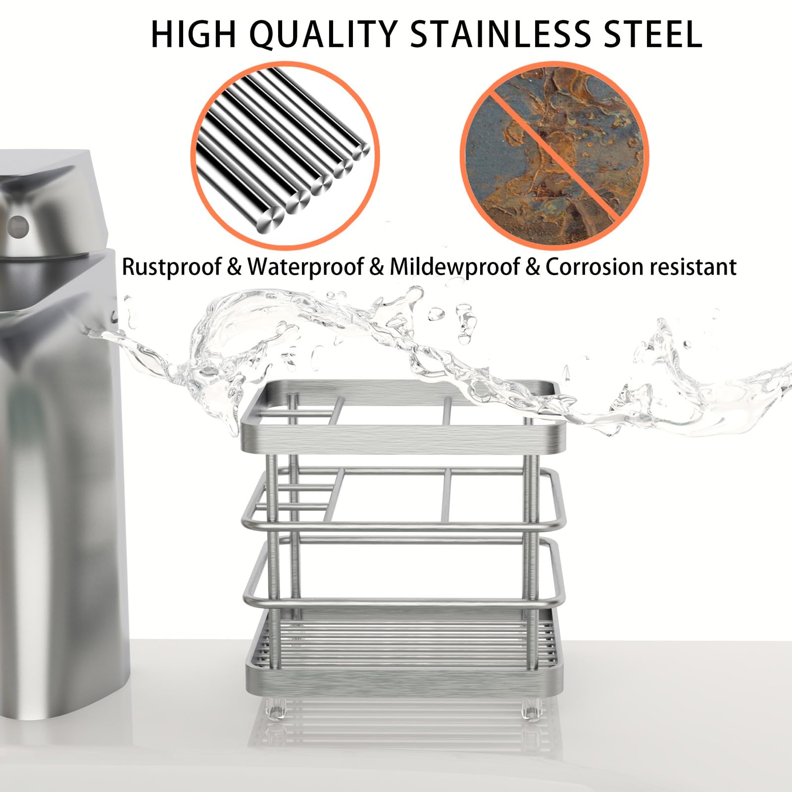 Stainless Steel Toothbrush Holder with 5 Slots - Bathroom Organizer for Electric Toothbrush & Toothpaste Storage - Countertop Organizer for Bathroom, Kitchen, or Travel (Silver) - Perfect for Small Spaces & Clutter-Free Vanity
