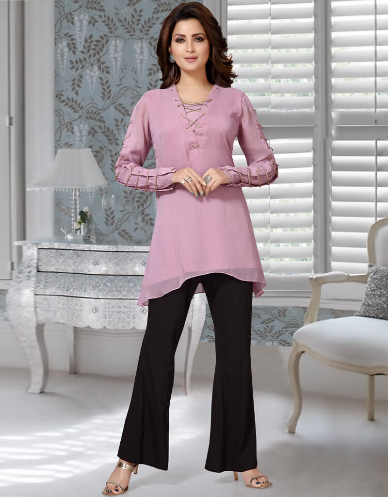 Elegant Arabic Light Purple Georgette Salwar Kameez Outfit - Traditional Embroidered Pakistani Suit for Women - Perfect for Weddings, Parties & Special Occasions