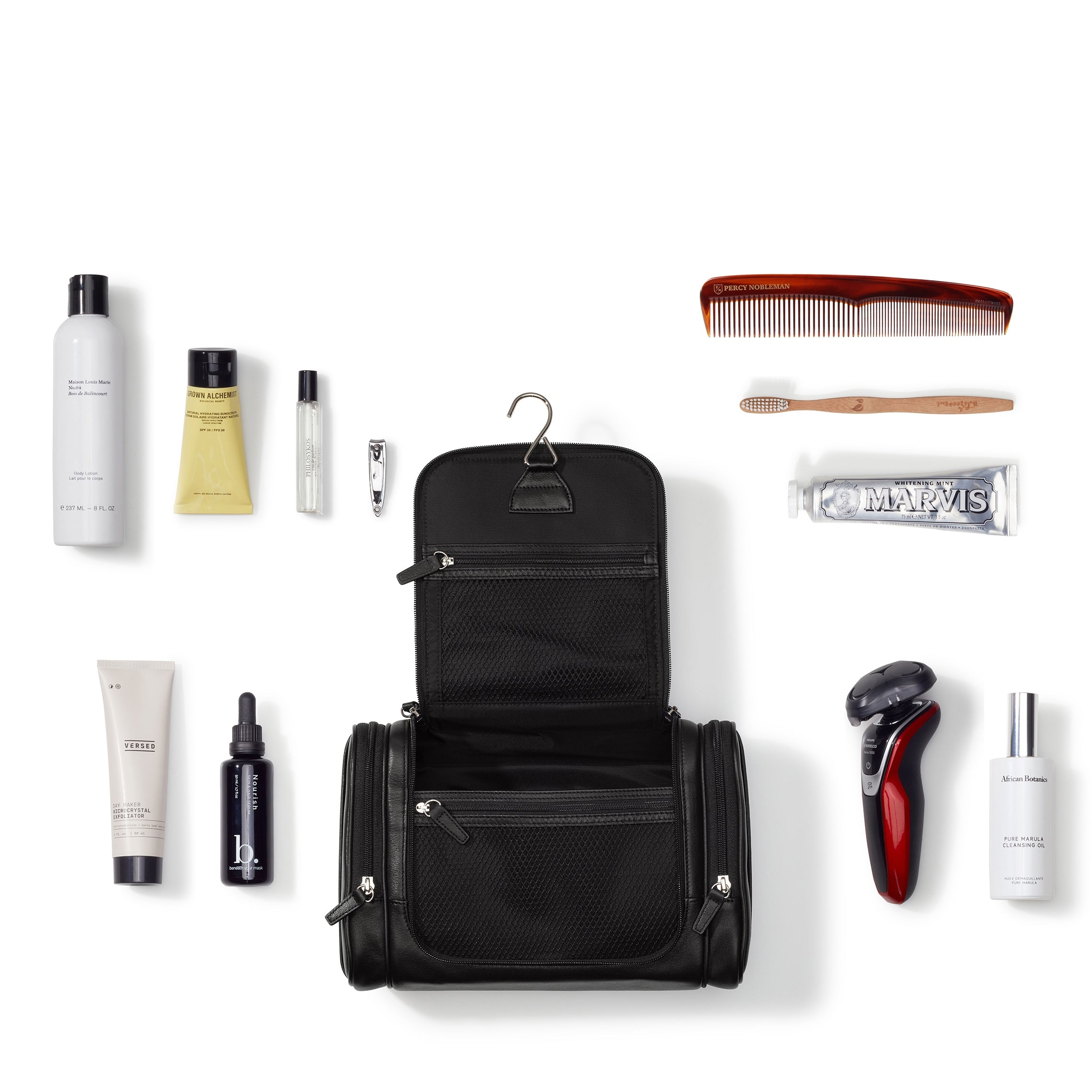 Premium Ebony Hanging Toiletry Bag for Travel - Waterproof Cosmetic Organizer with Multiple Pockets, Perfect for Camping, Gym & Business Trips