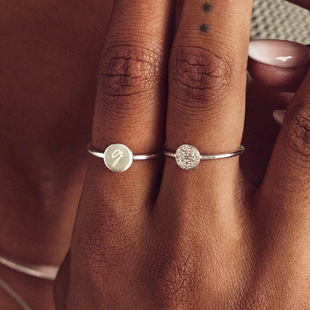 Silver Mini Disc Ring - Trendy Stackable Jewelry for Women, Perfect for Everyday Wear & Layering Looks
