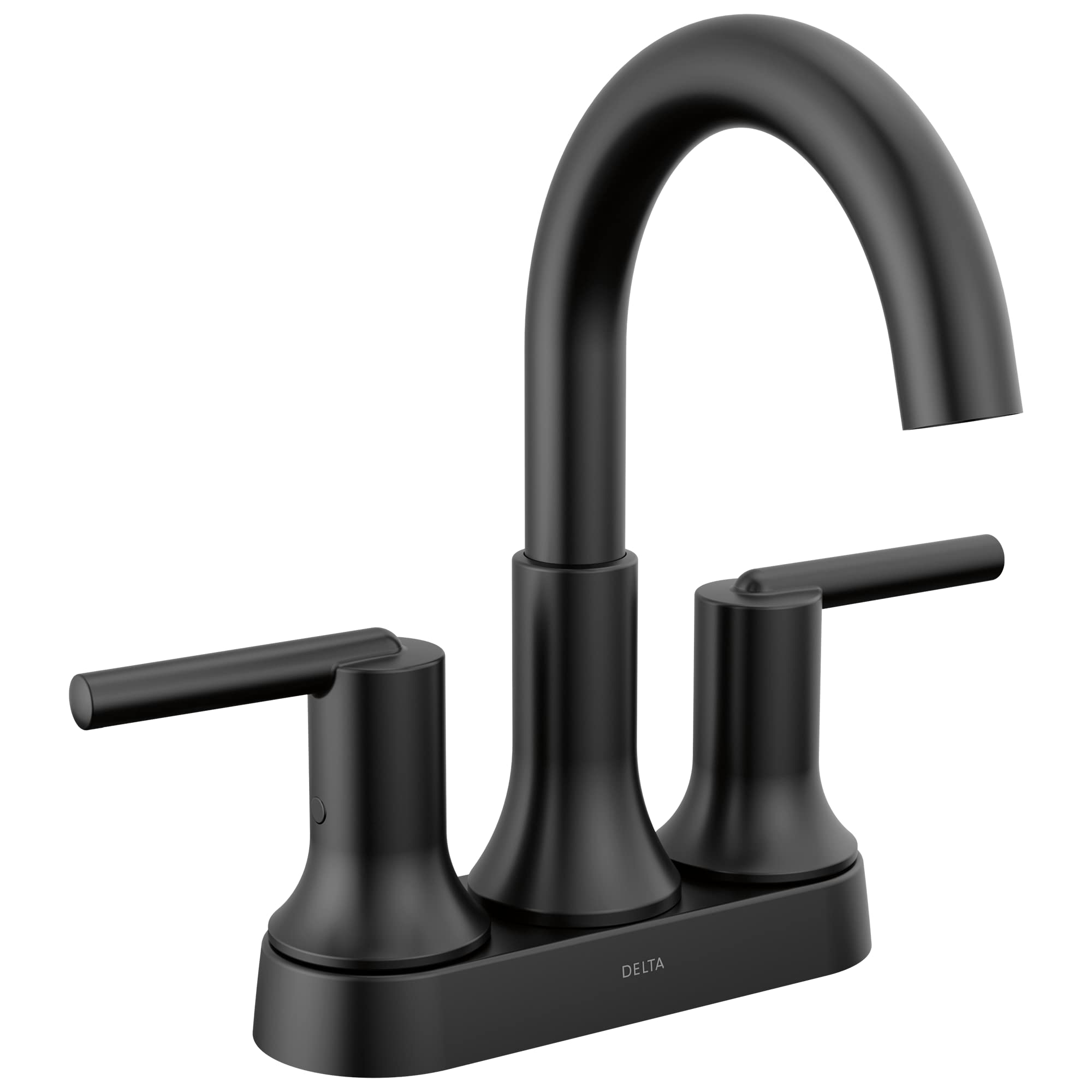 Delta Trinsic Matte Black Bathroom Sink Faucet with Diamond Seal Technology - Centerset Bathroom Faucet with Metal Drain Assembly - Perfect for Modern Bathroom Vanities & Powder Rooms (Model 2559-BLMPU-DST)