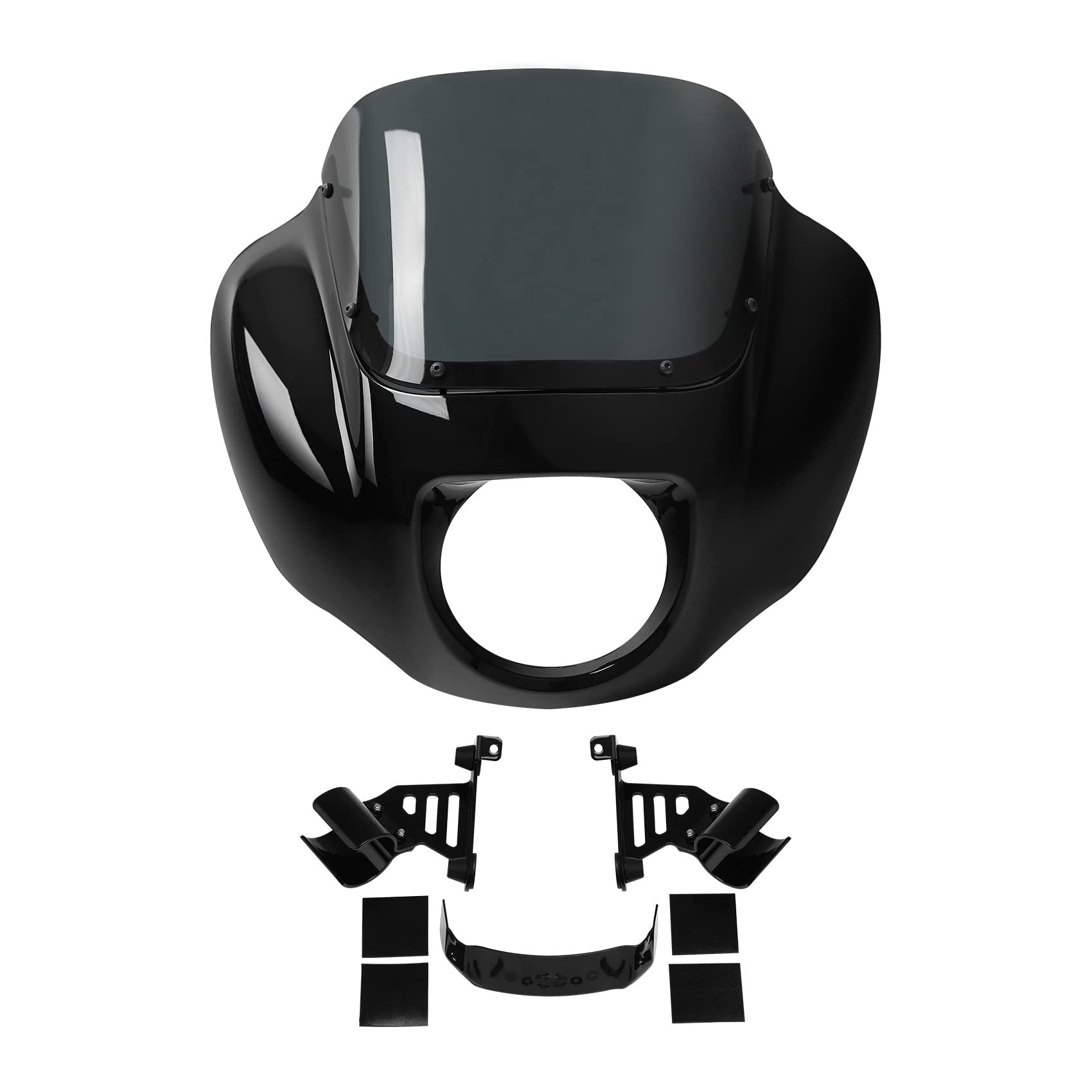 Harley Davidson ABS Front Headlight Fairing Windshield Bracket Mount Kit - Compatible with Softail Standard FXST (2020-2024), Low Rider S FXLRS (2020-2025), Street Bob 114 FXBBS (2021-2024) - Black & Green - Perfect for Custom Motorcycle Upgrades & Wind Protection