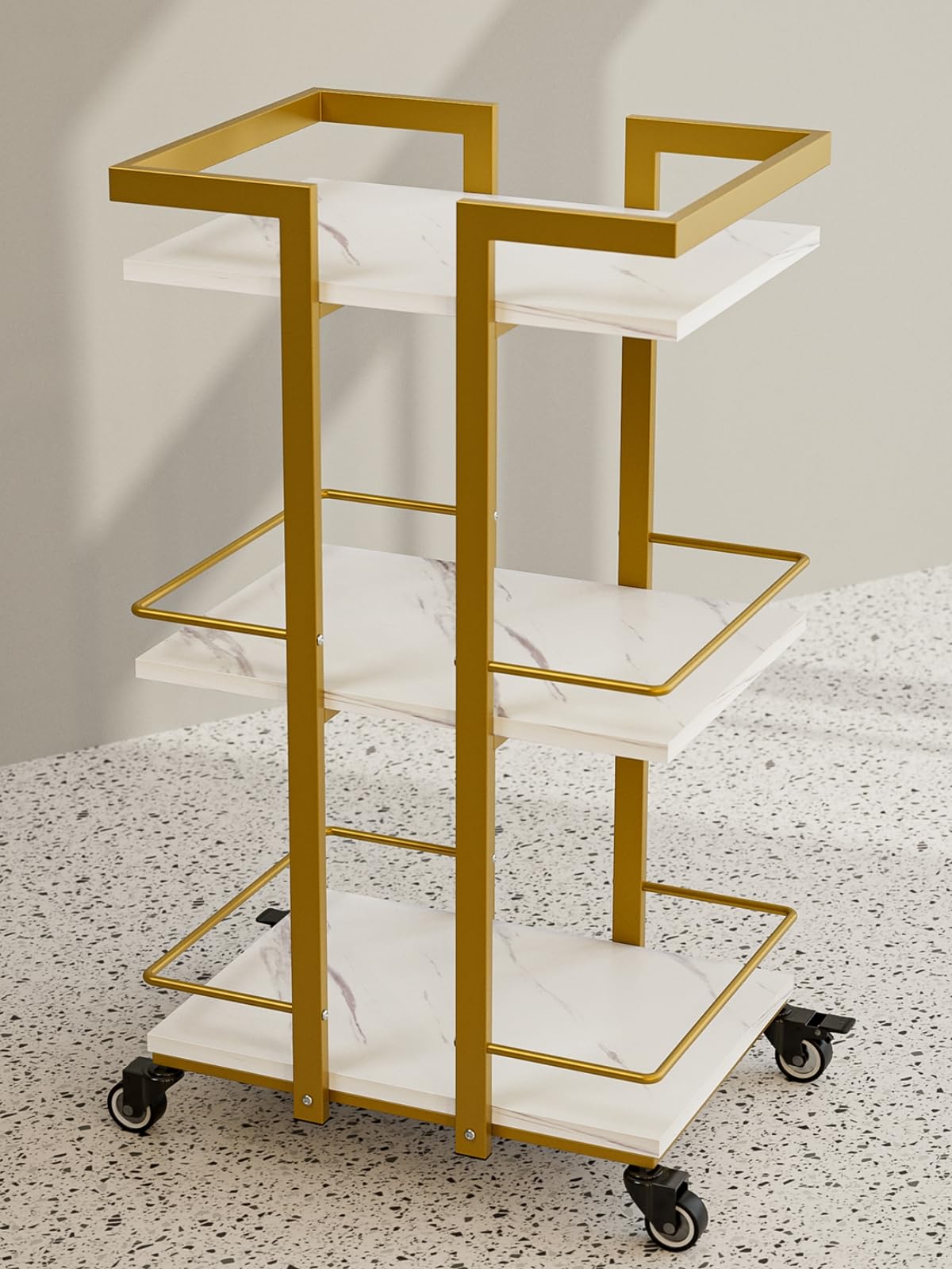 Paddie Esthetician Cart with Wheels - Professional Salon & Lash Spa Rolling Trolley - White & Gold Beauty Station - Perfect for Eyebrow, Lash Extensions & Facial Treatments