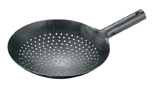 Yamada 15.4 Inch (39 cm) Iron Hammered Chinese Perforated Single Handed Pot - Durable Wok for Stir Frying, Deep Frying & Asian Cooking | Perfect for Home Chefs & Restaurant Use
