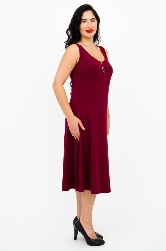 Becca Women's Burgundy Bamboo Dress - Soft & Comfortable Casual Wear for Summer Outings, Travel & Daily Use