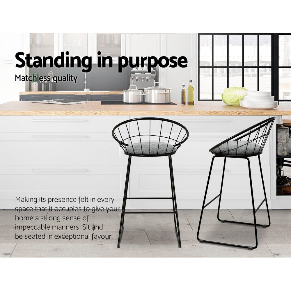 2 Pack Bar Stools with Padded Seat & Metal Frame - Perfect for Kitchen Island, Breakfast Nook & Home Bar Decor
